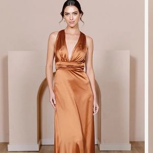 Revelry Dylan Copper Satin Bridesmaid Dress size 4
